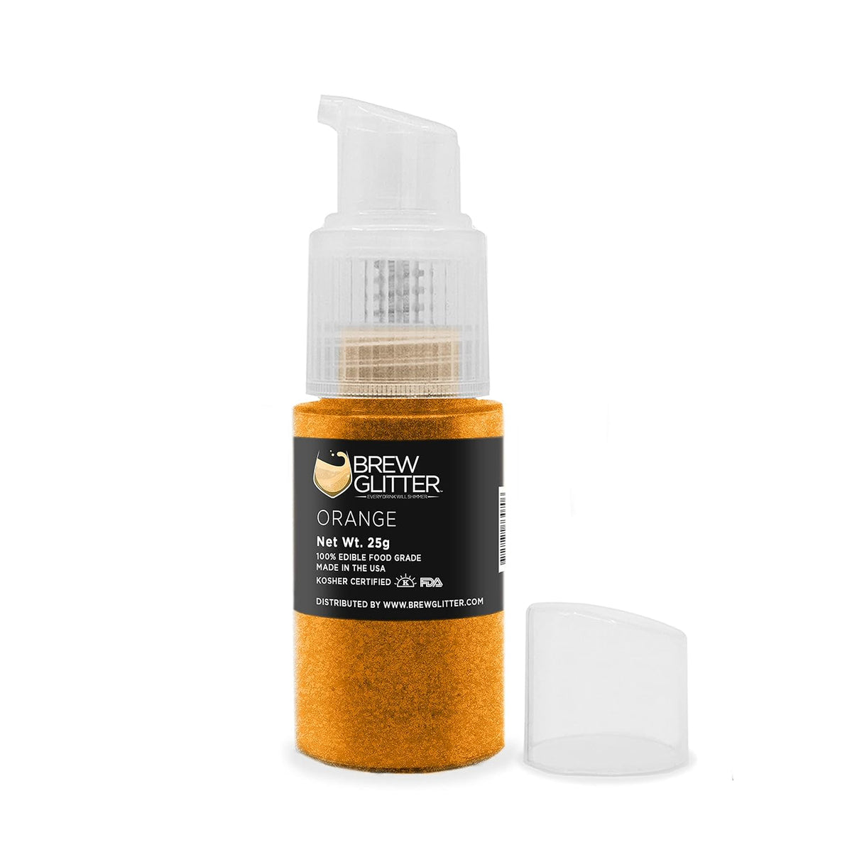 Brew Glitter Edible Drink Glitter Pump 1x 25g for Cocktails, Beer, &amp; Beverages (Orange)