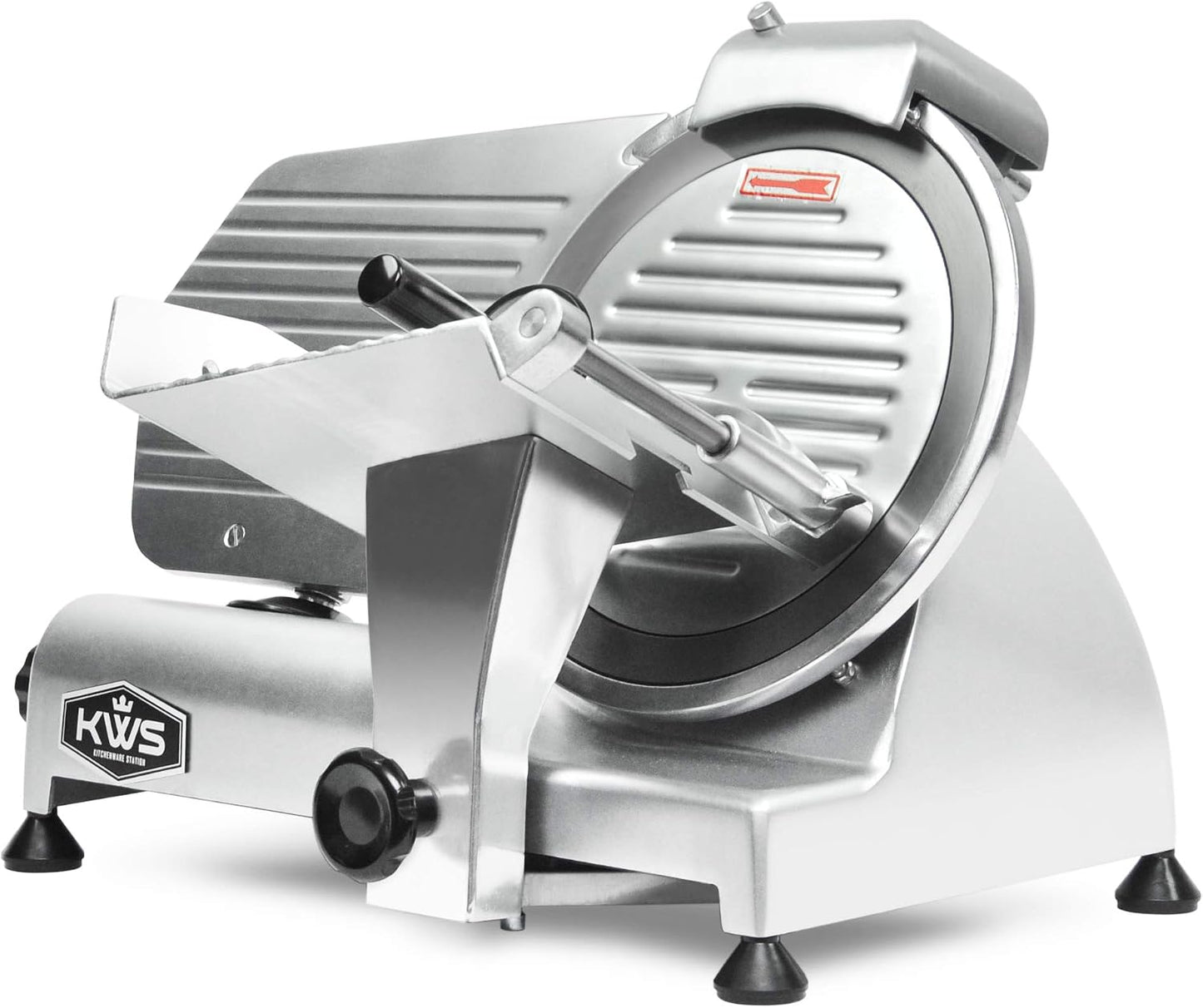 KWS 10NS Commercial 10" Electric Meat Slicer, 320W High-Torque Motor, Stainless Steel Blade, Deli-Style Thin Slicing, Built-In Sharpener, Heavy-Duty Aluminum Body for Meat, Cheese &amp; Semi-Frozen Foods