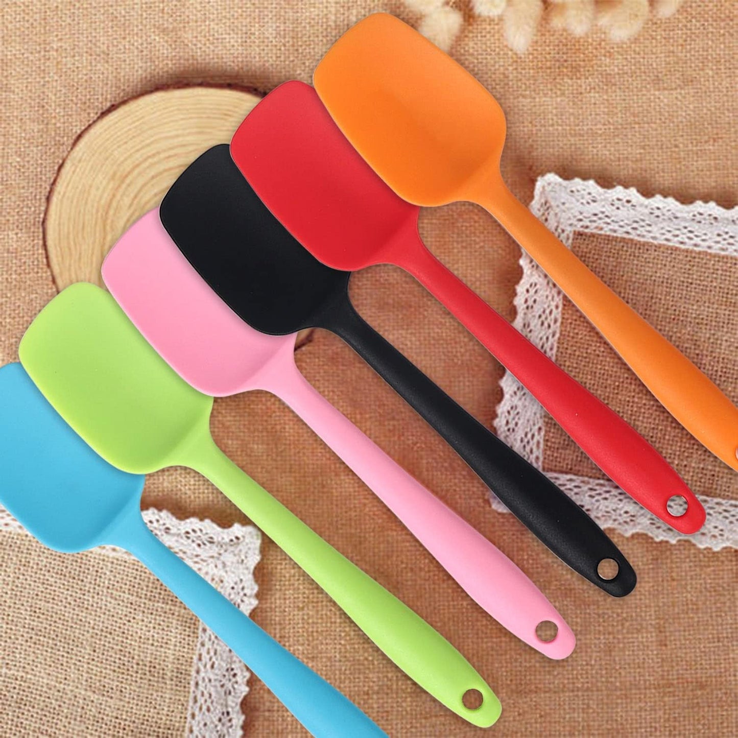 MOACC Silicone Spatulas, 8.2 inch Small Rubber Spoon Spatula Heat Resistant Seamless One Piece Design Non-Stick Spoonula Flexible Scrapers Baking Mixing Tool (6 Pcs)