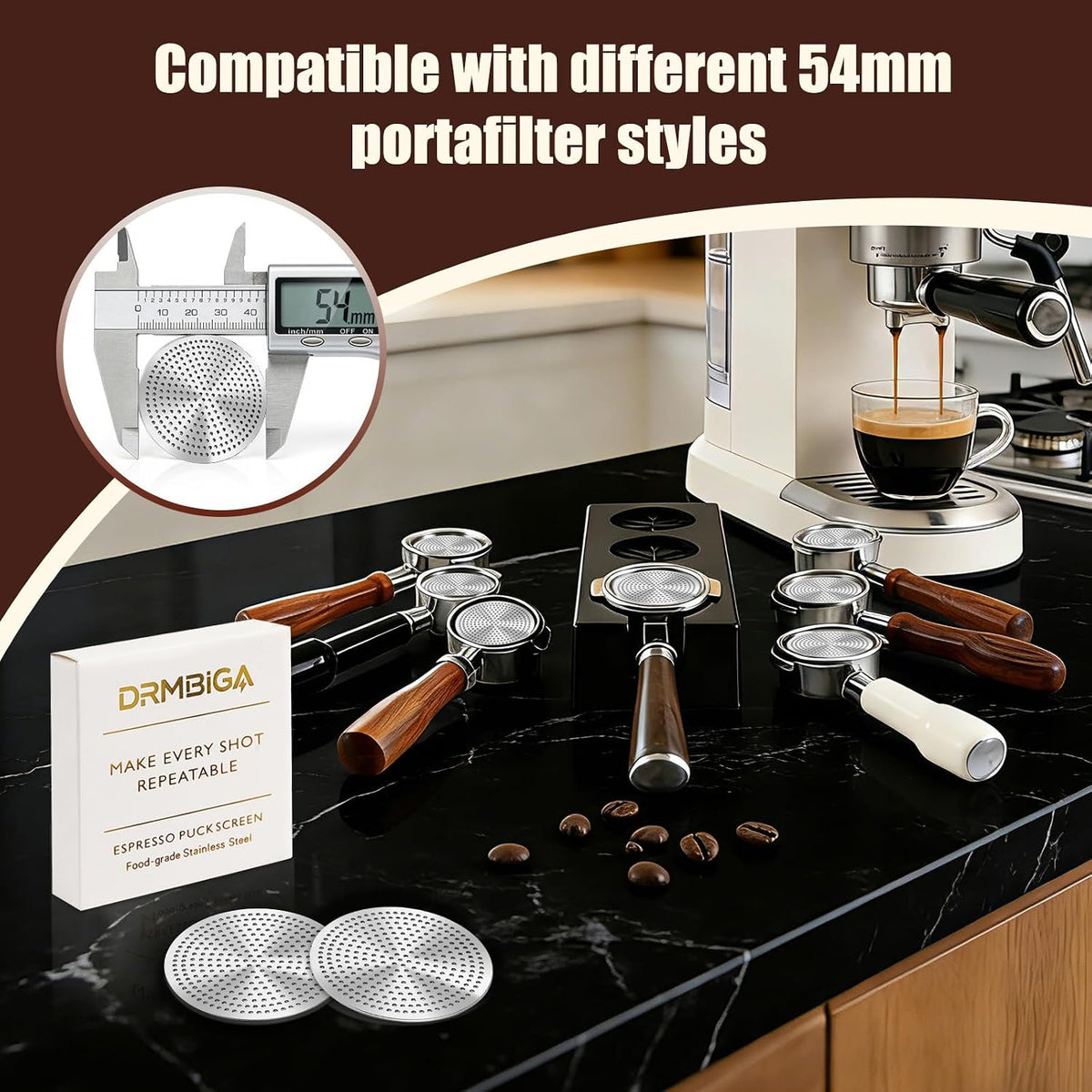 54mm Espresso Puck Screen for Breville, 2 Pack