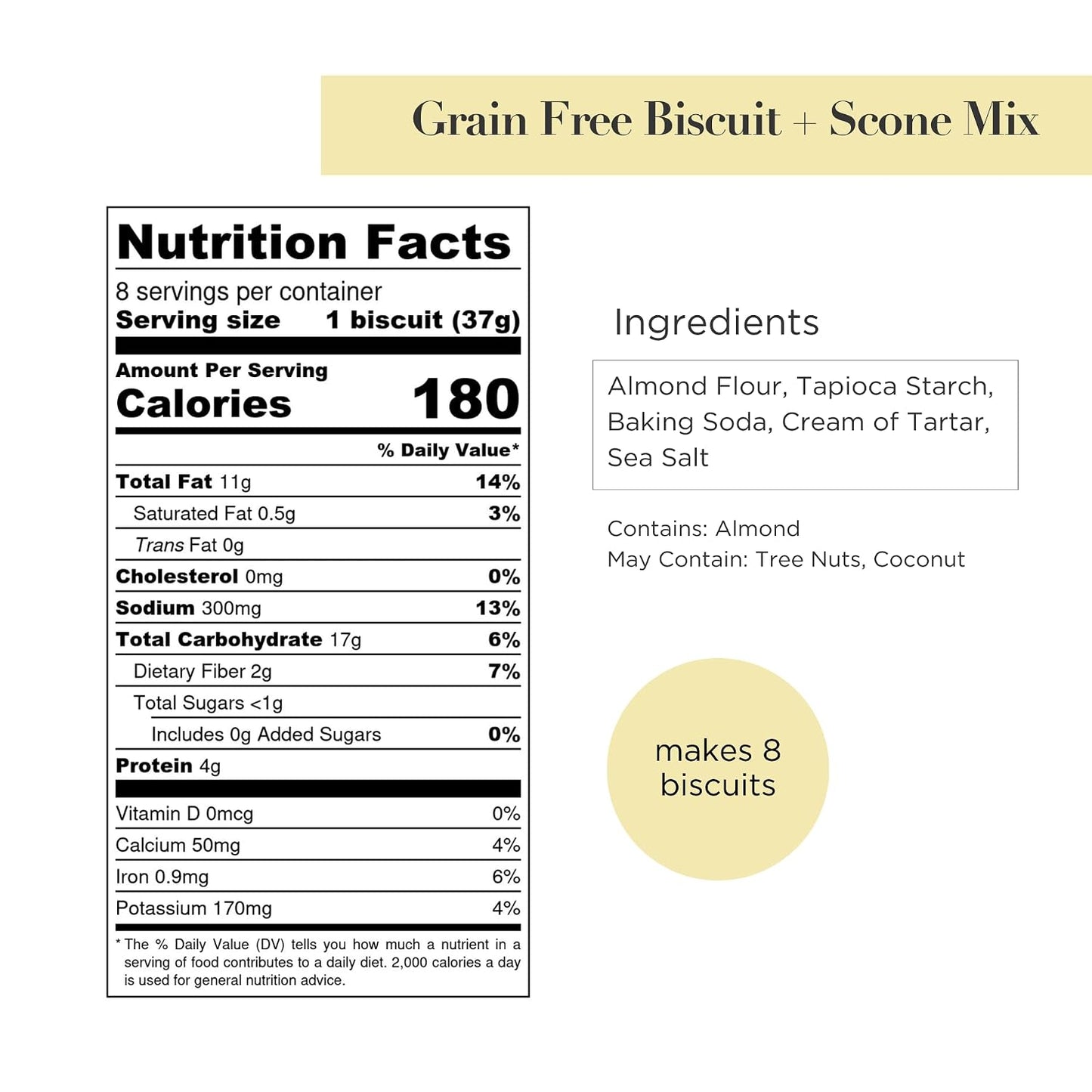 Stellar Eats Grain-Free Biscuit &amp; Scone Baking Mix | Gluten-Free, Dairy-Free, Plant-Based, Paleo-Friendly | Buttery &amp; Decadent Flavor | Almond Flour-Based | Non-GMO Project Verified, Kosher | 10.4 oz | 1 Pack