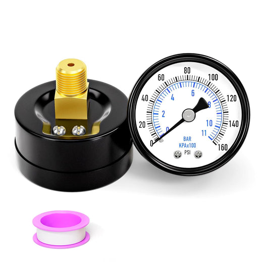 0-160psi Well Pump Pressure Gauge 1/4" NPT 2" Face Dial Size Back Mount, Multifunctional Practical Dry Pressure Gauge, for