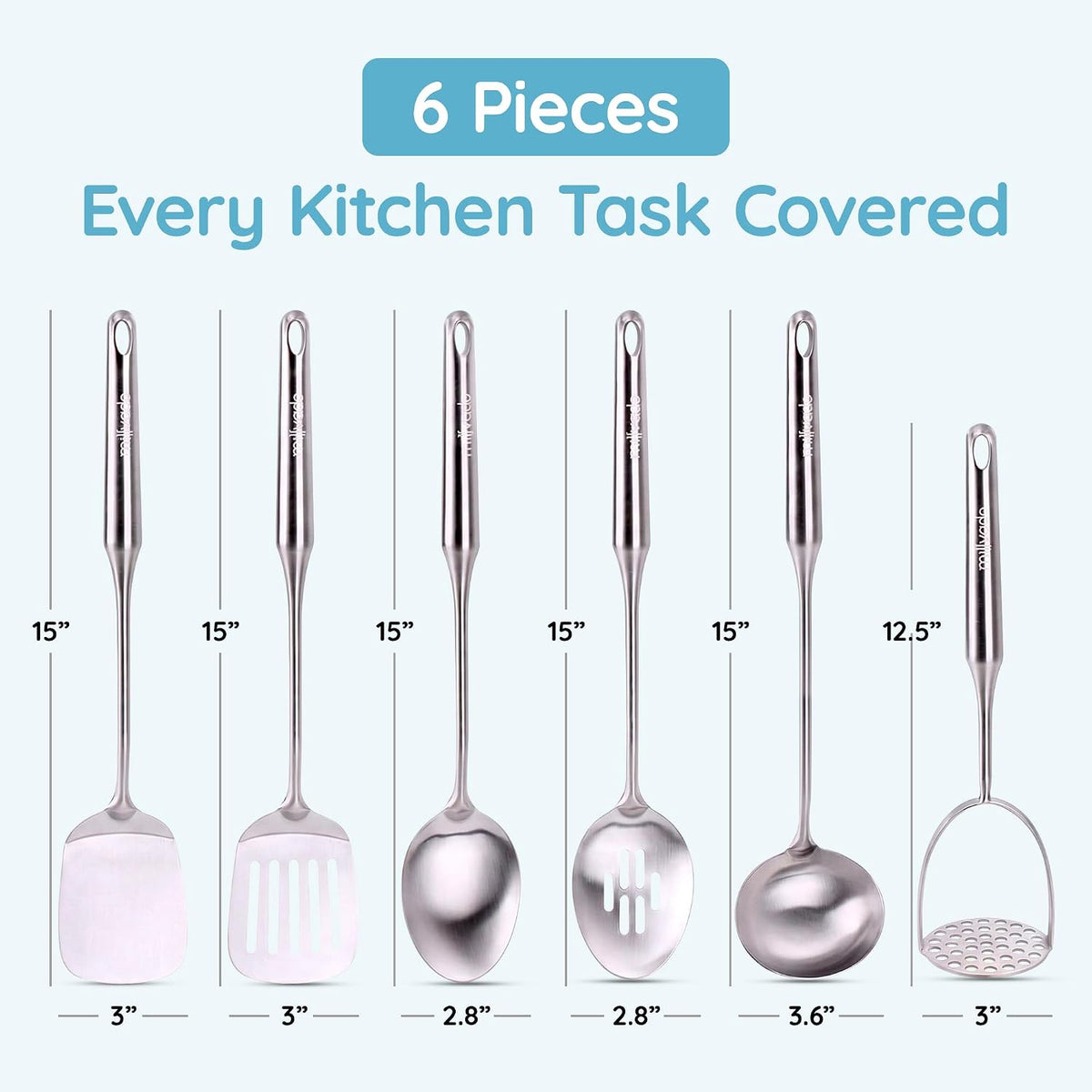 Soup Ladle, PrStainless Steel Ladle, 15" Ladles for Serving or Cooking, Premium Quality, Dishwasher Safe, Heavy Duty Durable Metal, 4 Ounce Kitchen Ladel