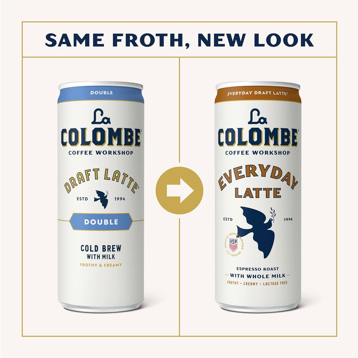 La Colombe Coffee, Double Draft Latte, 11 fl oz Cans (Pack of 12), Coffeehouse Quality Cold Brew, Specialty Grade Coffee Beans, Ready-to-Drink On-the-Go