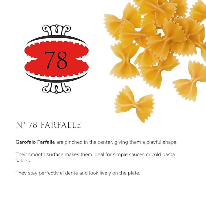 Garofalo - Premium Durum Wheat Semolina Farfalle Pasta, Italian Made, Bronze-Drawn, Al-Dente, One-Ingredient Pasta (4 pack)
