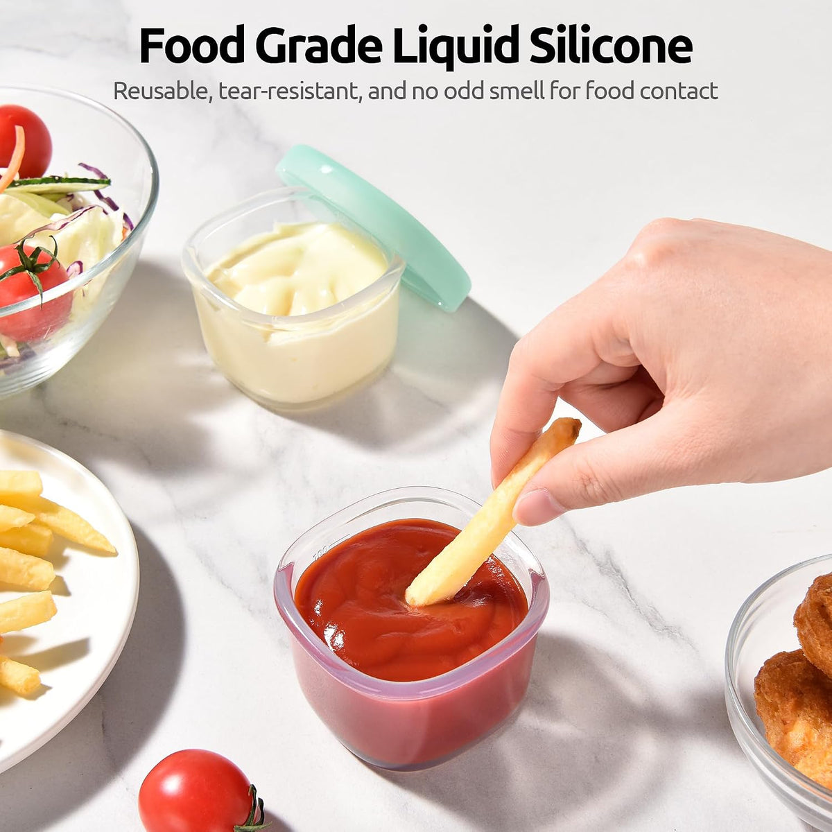 U-Taste Silicone Container with Lids, Small Mini Food Storage, 3oz * 2