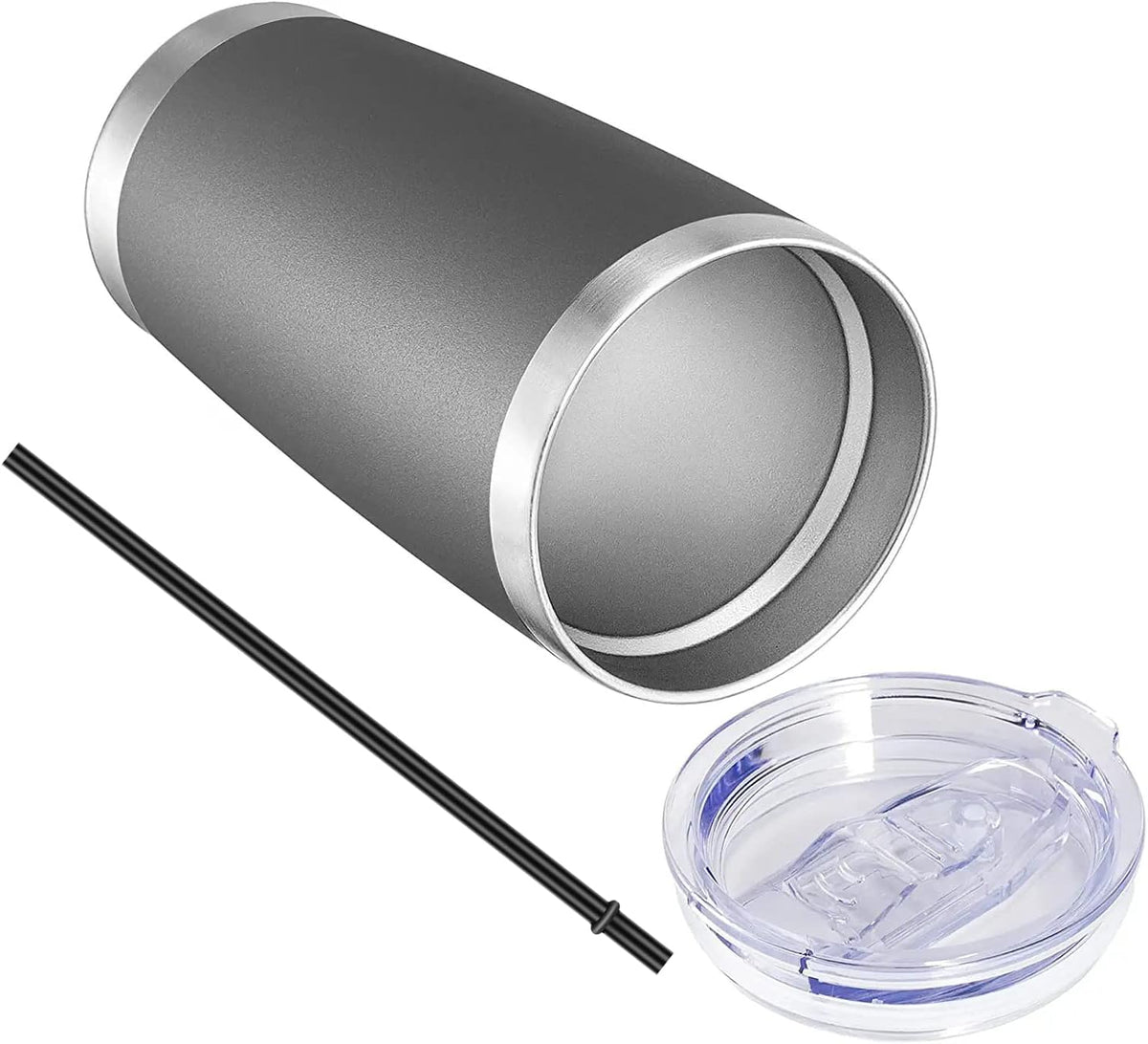 VEGOND 20oz Tumbler with Lid and Straw Stainless Steel Tumbler Cup Bulk Vacuum Insulated Double Wall Travel Coffee Mug Powder Coated Coffee Cup, Grey, 6 Pack