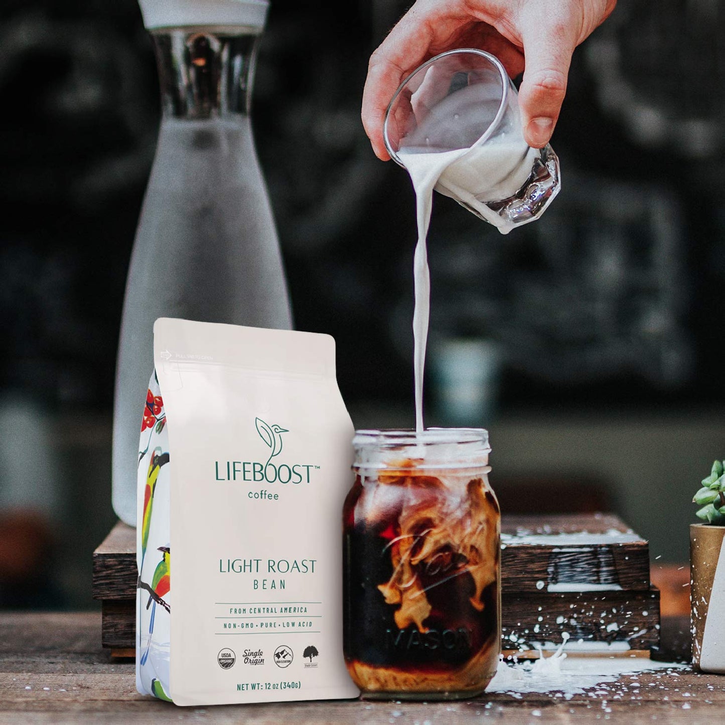 Lifeboost Light Roast Whole Bean Coffee - Low Acid Organic Coffee, Non-GMO, USDA Organic, Single Origin, Third-Party Tested for Mycotoxins &amp; Pesticides - 12 oz Bag