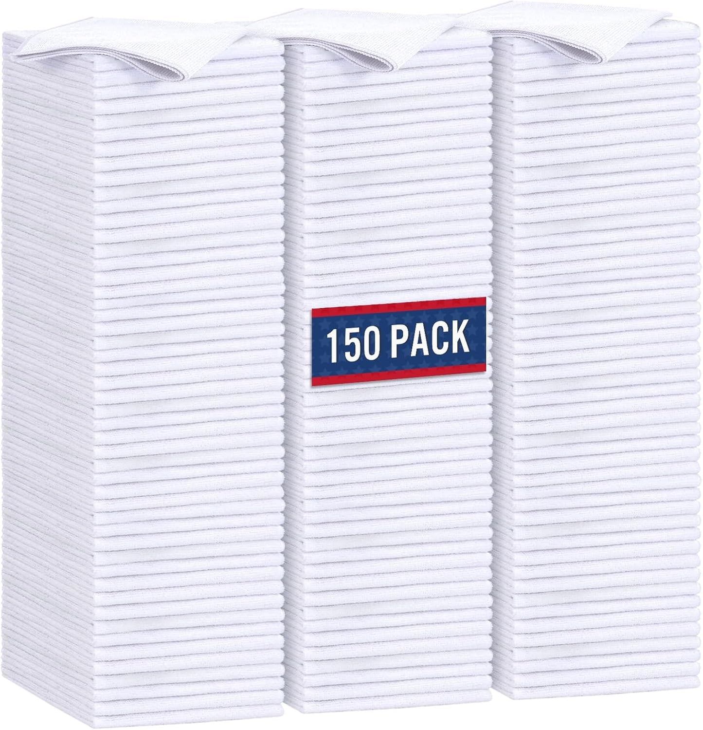 GLIMGLINT White Microfiber Cleaning Cloth, 150 Pack Microfiber Towels for Cars, Lint Free, Scratch-F