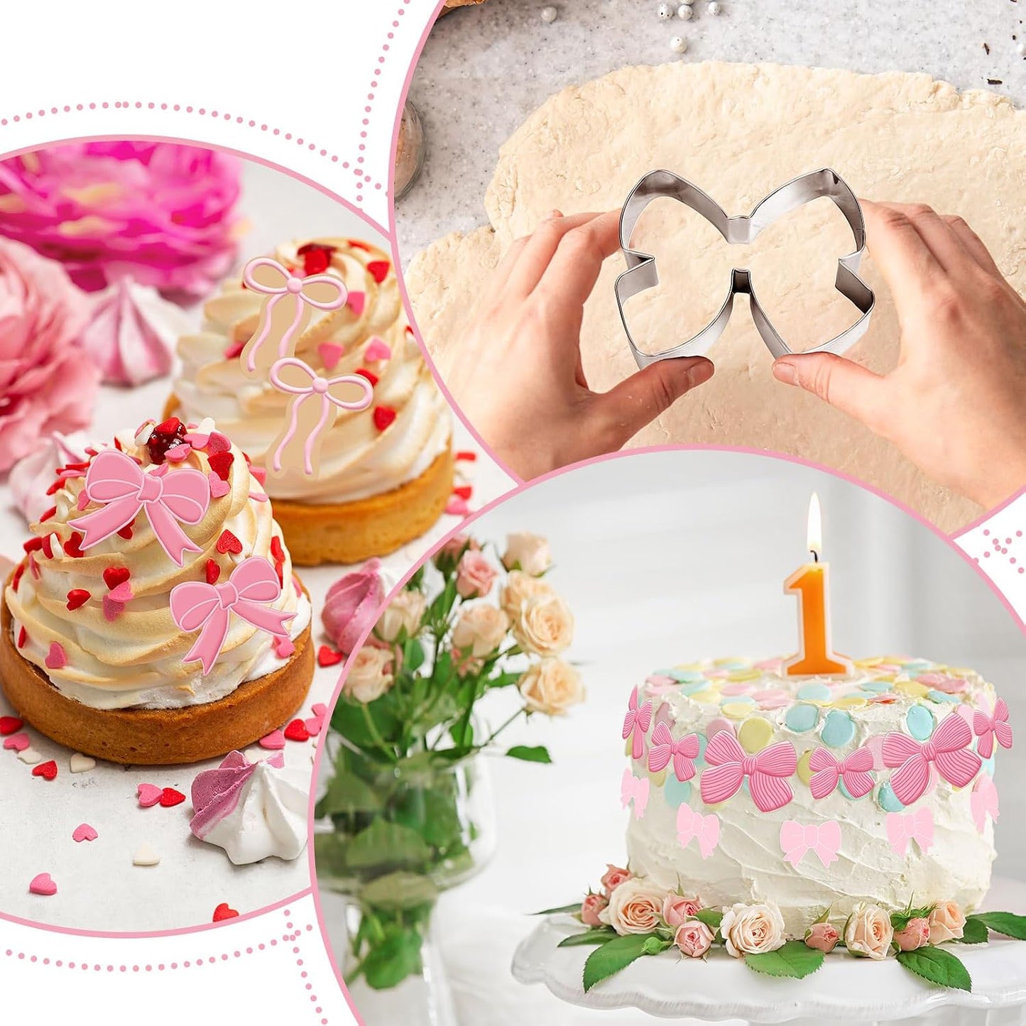 FYSUIMU 6Pcs Bow Cookie Cutters 3.9" Coquette Bowknot Shape Cookie Cutting Molds Biscuit Cutters for Women Birthday Wedding Baby Shower DIY Craft Baking Supplies