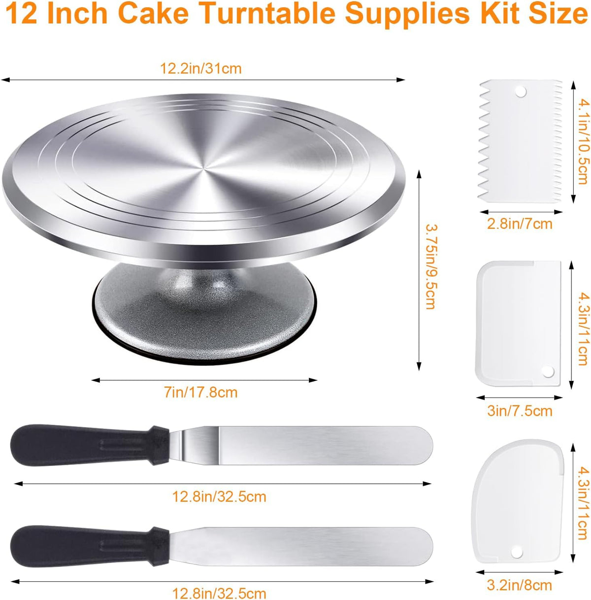Uten Cake Decorating Supplies Kit 33pcs, Aluminium Cupcake Stand Turntable