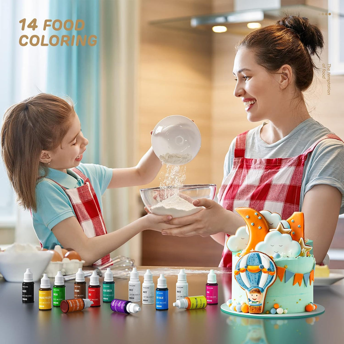 14 Food Coloring Set, Nomeca Liquid Vibrant Food Color Tasteless Food Dye for Baking, Icing, Cake Decorating, Fondant, Easter Egg, Slime Making DIY Supplies Kit - 0.35 Fl. oz (10 ml)/Bottles
