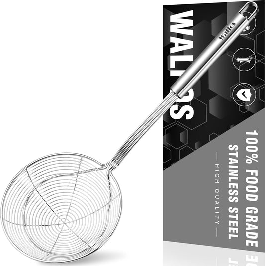 Walfos Spider Strainer - 5.5 Inch Stainless Steel Fryer Scoop, Kitchen Spider Skimmer Strainer With Handle, For Cooking Deep