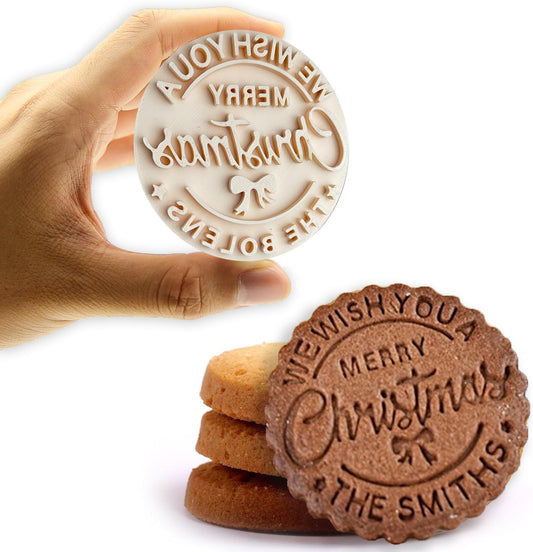 Personalized Family Cookie Stamps Customizable Last Name 3D Christmas Cookie Stamps For Fondant Frosting Decorating Cakes