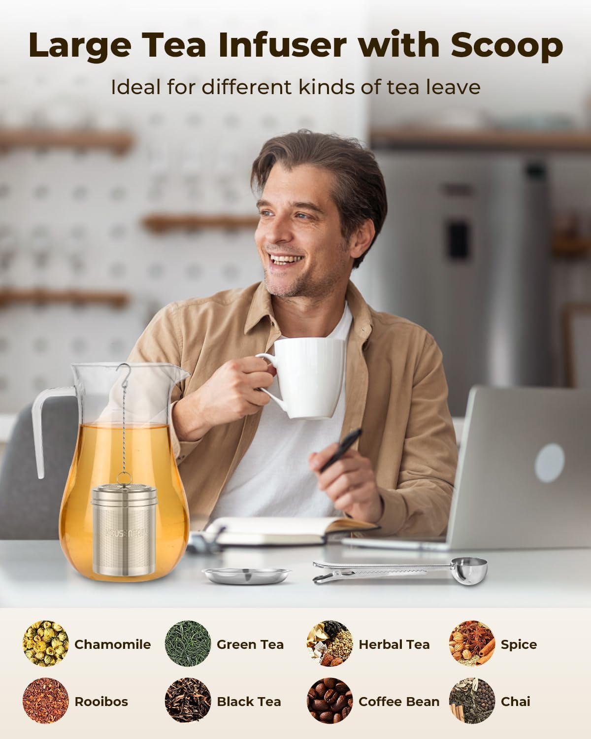 HOUSE AGAIN Large Tea Infuser with Scoop