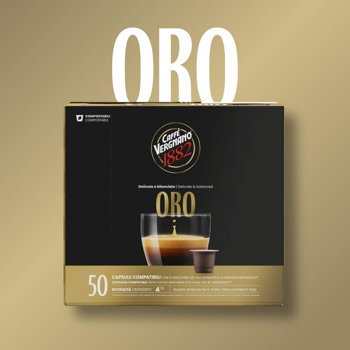 Caffe Vergnano Oro Espresso Pods, Nespresso Original Compatible, 50 Ct