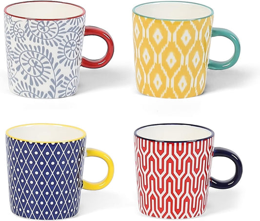 KitchenTour Porcelain Espresso Cups 4 ounce set of 4 for Coffee Machine - Ceramic Demitasse Cups for Latte,Turkish Coffee,