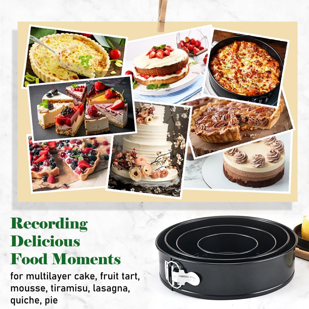 4 Pack Small Springform Cheesecakes Pan 4 Inch Mini 50Pcs Parchment Paper | Carbon Steel Cake Round Tins Leakproof Nonstick Removable Bottom Bakeware for Pie Pizzas and Quiches Baking Mold Set