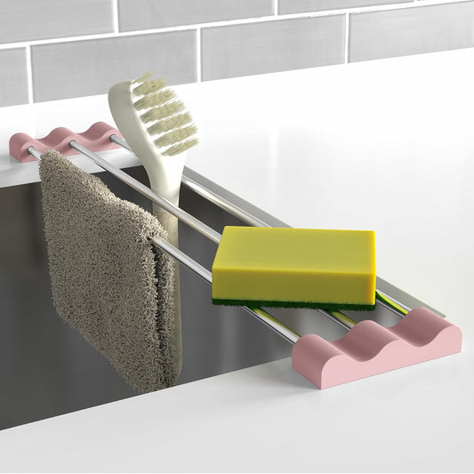 Tomorotec Adjustable Over-The-Sink Kitchen Rack for Dishcloths, Sponges, Bottles and Brushes - Heat-Resistant Stainless
