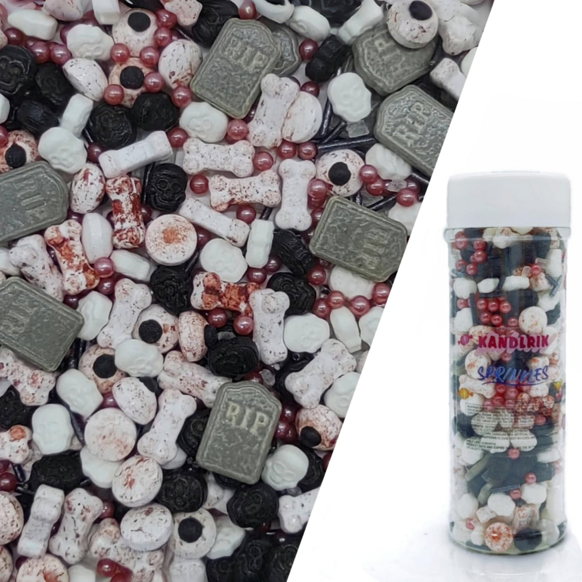 Halloween Sprinkles Gravestones &amp; Bones &amp; Eyes &amp; Skull Topper Edible Themed Sprinkles For Cookie Decorating, Chocolate Desserts, Cupcakes, Ice Cream 4.58OZ