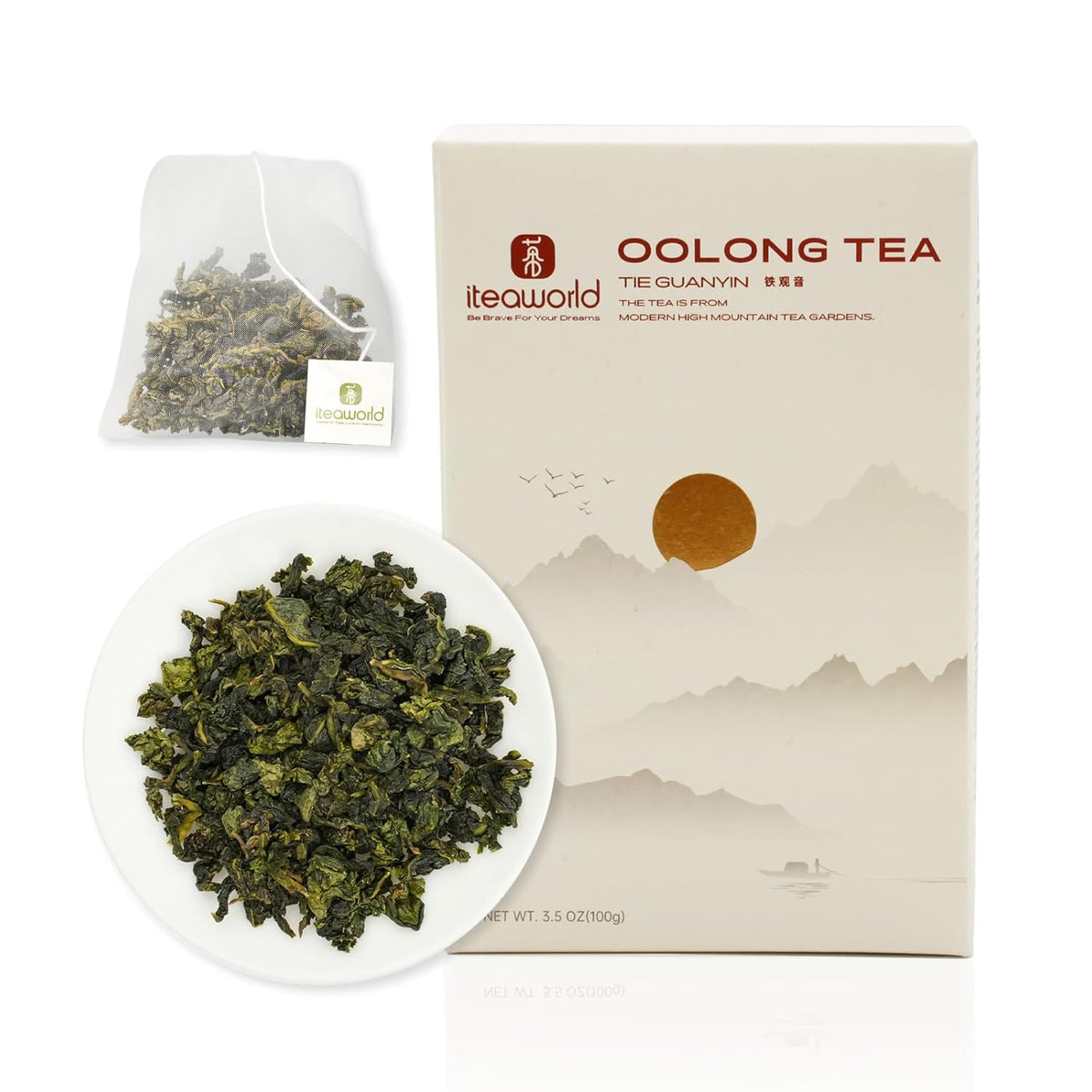 iTeaworld Tieguanyin Oolong Loose Leaf, Light Floral Style Oolong（3.5oz) | Up to 120 Cups|Natural Orchid Fragrance|Includes Tea Bags Easy Mug Brewing|Daily Use/Busy Work Tea