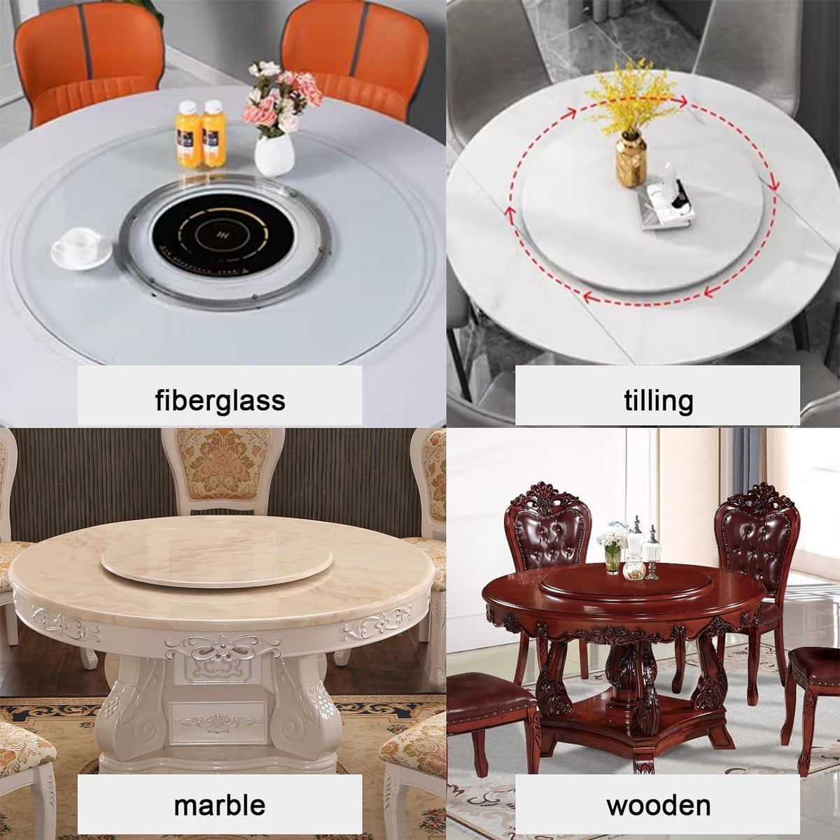 Lazy Susan Hardware Aluminum Metal Rotating Turntable Bearings Swivel Plate Bearing for Dining-Table Non-Slip and Workbench (16 Inchs) …