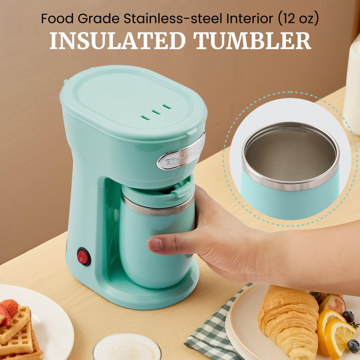 Elite Gourmet EHC242M Personal Single-Serve Compact Coffee Maker, Mint