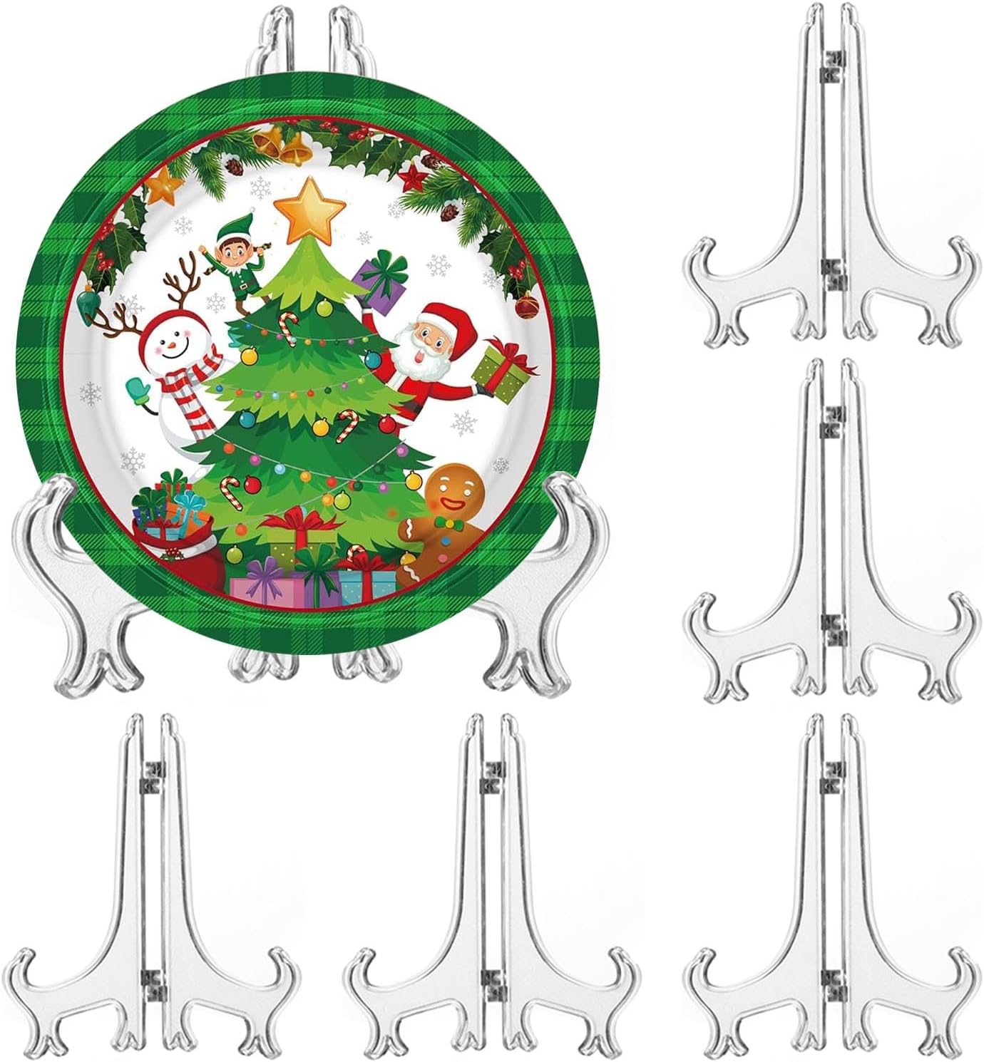 6 Pack 9 Inch Clear Plastic Easels or Stand/Plate Holders to Display Pictures or Other Items at Wedd