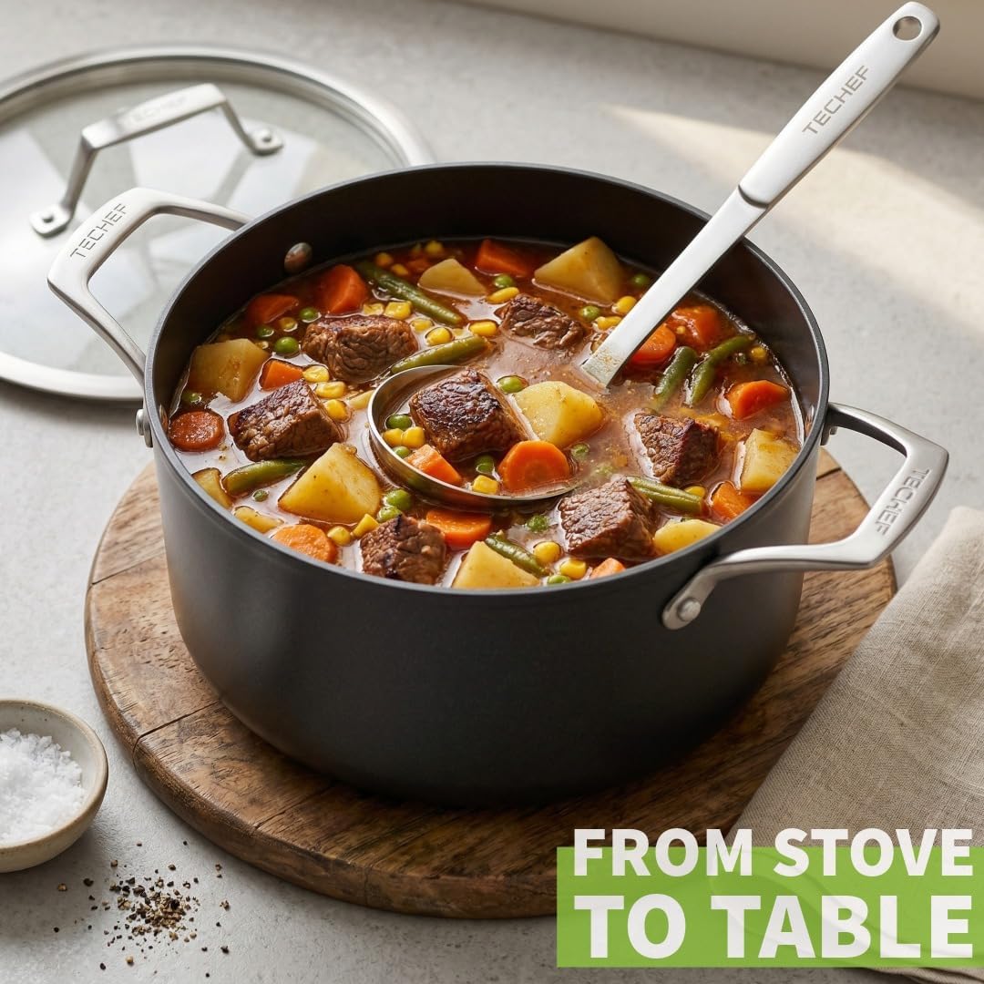 TECHEF - Onyx Collection - 5-quart Soup Pot with Glass Lid, coated with New Teflon Platinum Non-Stick Coating (PFOA Free) (5-quart)