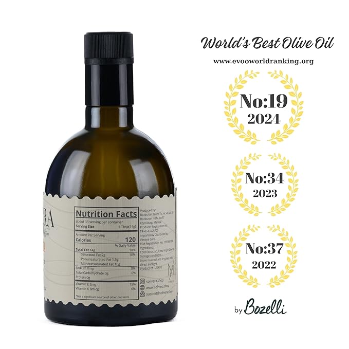 Solivera Arbosana Extra Virgin Olive Oil Cold Pressed 300+ High Polyphenols, Smooth Creamy & Nutty Flavor, Single-Origin Organic Olive Oil, Hand Picked Gourmet Oil - 16.8 fl. oz. (Arbosana)