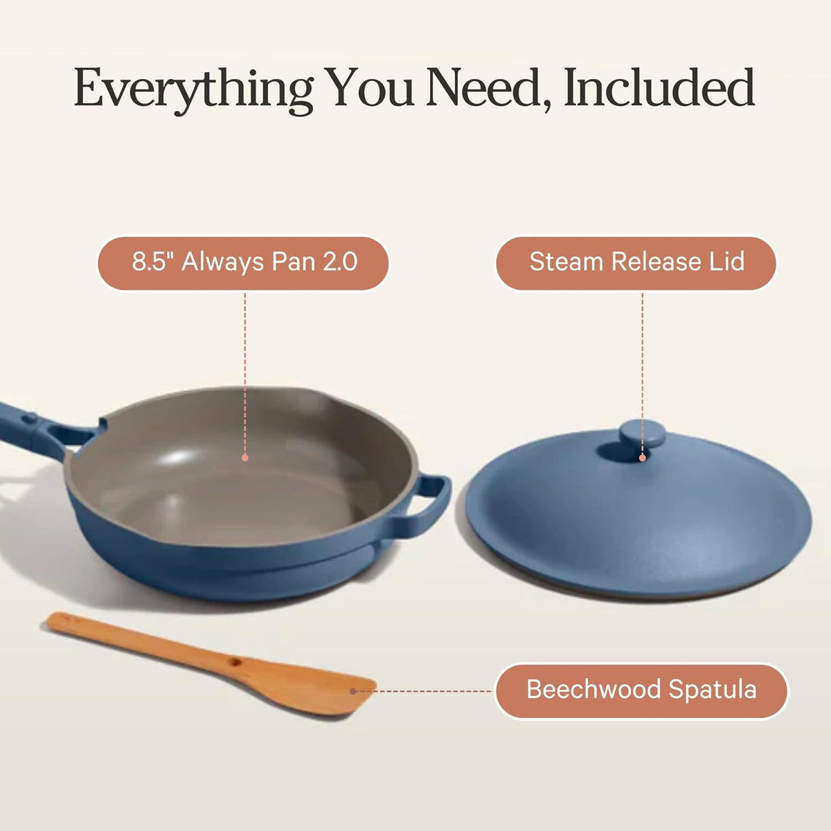 Our Place Mini Always Pan 2.0-8.5” (1.2 Qt) Nonstick, Toxin-Free Ceramic Cookware | Patented 10-in-1 Aluminum Frying & Sauté Pan | Safe for Oven, Induction & All Cooktops up to 450°F | Blue Salt