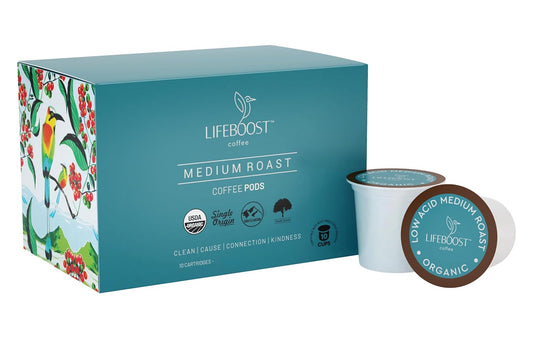 Lifeboost Medium Roast Low Acid Coffee K Cups - Single Origin Mold Free Non-GMO Organic Coffee Pods - Compatible with Keurig