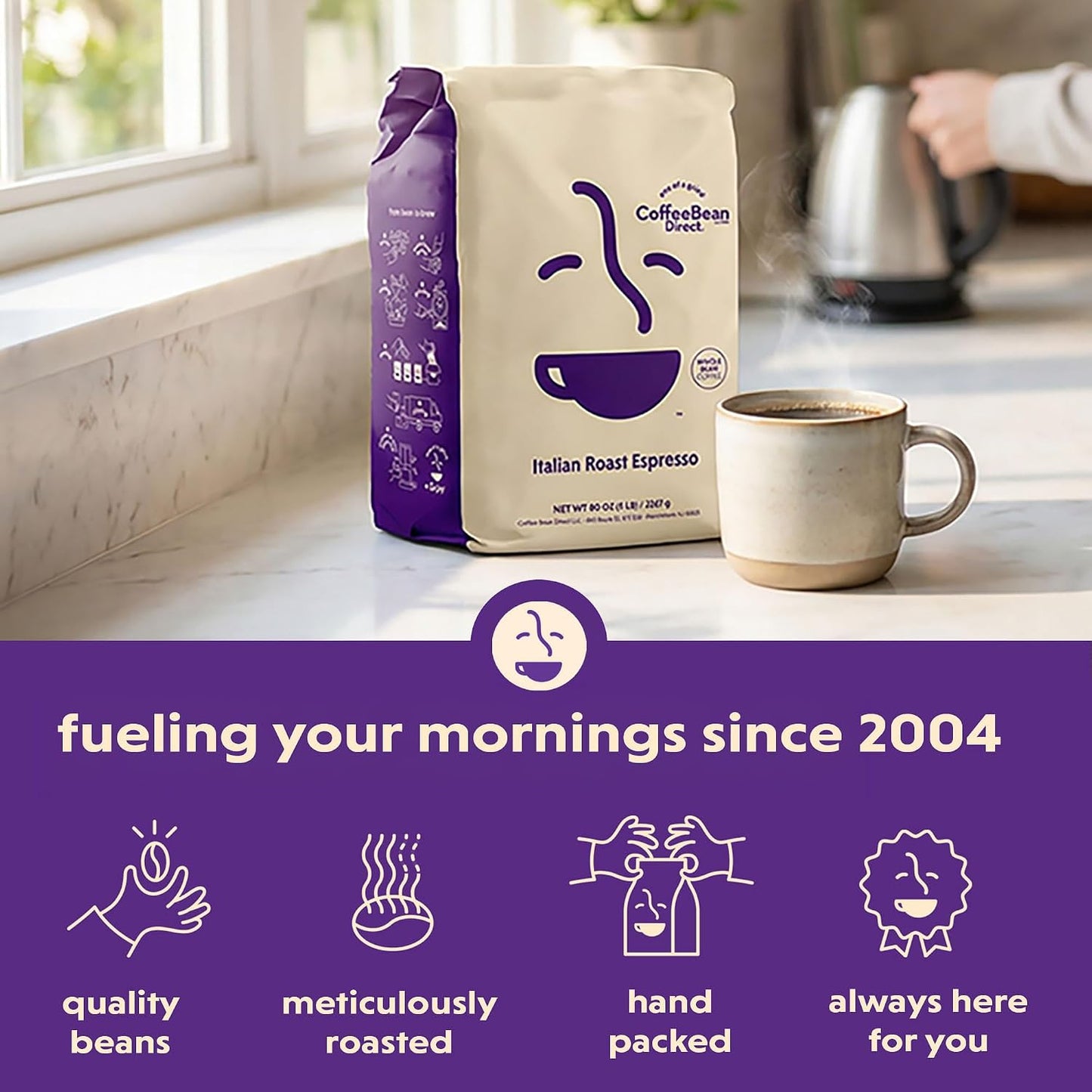 Coffee Bean Direct Dark Sulawesi Kalossi, Whole Bean, 2.5lb Bag | Dark Roast, Single Origin Arabica Coffee Beans