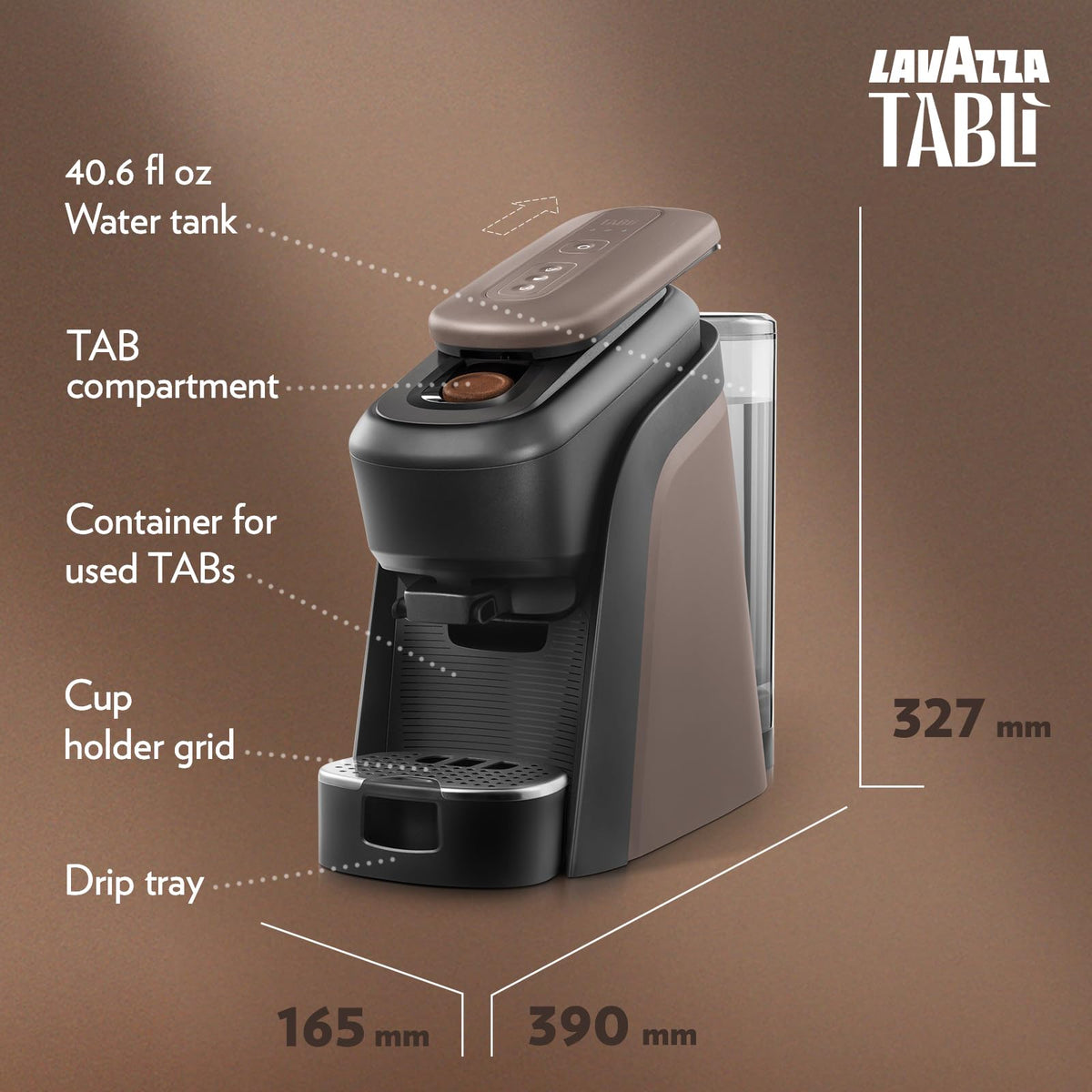 Lavazza Tabli Espresso Machine, works with 100% Coffee Tabs (Brown)