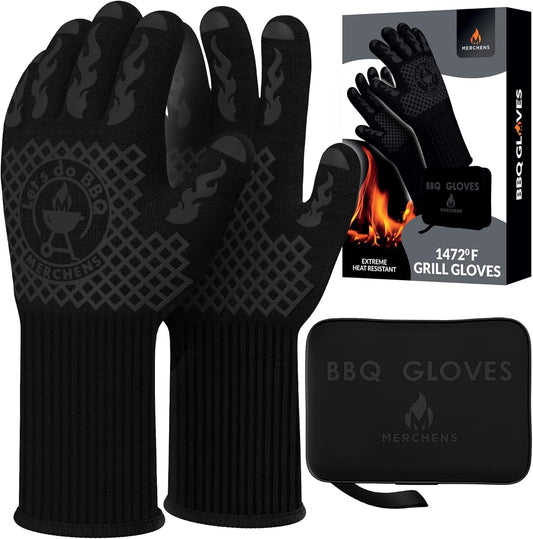 Pro-Series BBQ Gloves - Heat Resistant Grill, Grilling, and Oven Gloves for Culinary Experts - Extreme Fireproof Protection,