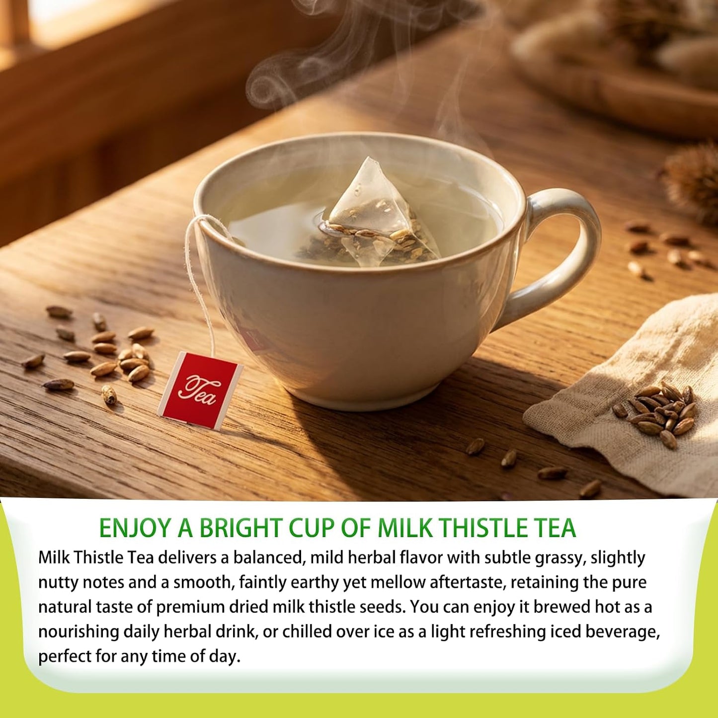 Samcci Milk Thistle Tea Bags, 50 Count, 3g/bag, Te De Cardo Mariano | 100% Natural Milk Thistle Seeds Support Liver Herbal Tea, Caffeine Free, No Additives, No Sugar, Non-GMO, No Gluten
