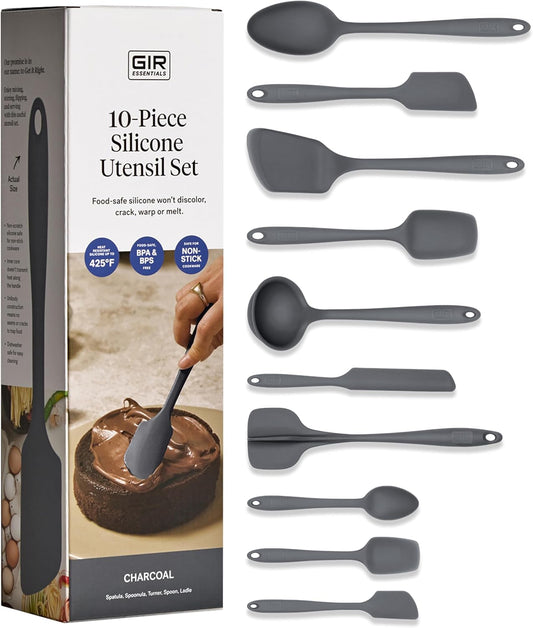 GIR: Get It Right 10 Piece Silicone Utensil Set - Ladle, Spatula, Flip, Spoon & Spoonula, Non-Stick, Heat Resistant,