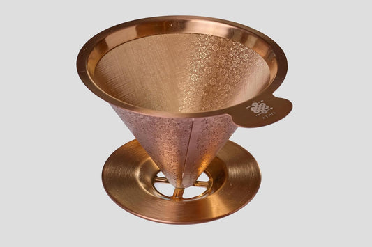 ATHIA Golden Reusable Coffee Filter, Stainless Steel Pour Over Dripper with Laser-etched Mesh cone, Eco-friendly Paperless
