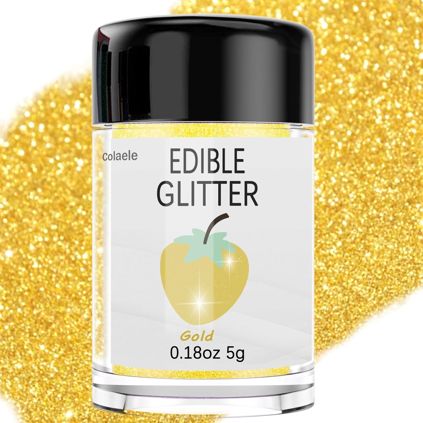 Gold Edible Glitter Glimmer Powder for Cakes Drinks - Colaele 5 grams Food Grade Luster Dust Metalli
