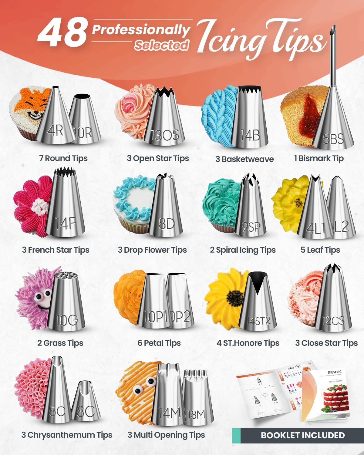 RFAQK 250 PCs Aluminum Cake Decorating Tools Kit with 12" Metal Turntable &amp; Knife set-48 Numbered Icing Tips-3 Russian Piping Nozzles-Straight &amp; Angled Spatula-Cake Leveler&amp; Baking Supplies Tools