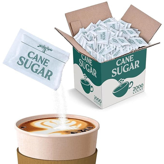 Bulk White Sugar Packets 2000 Count Individual Portion Packs for Hot Drinks Great for Restaurants Offices Schools and Home