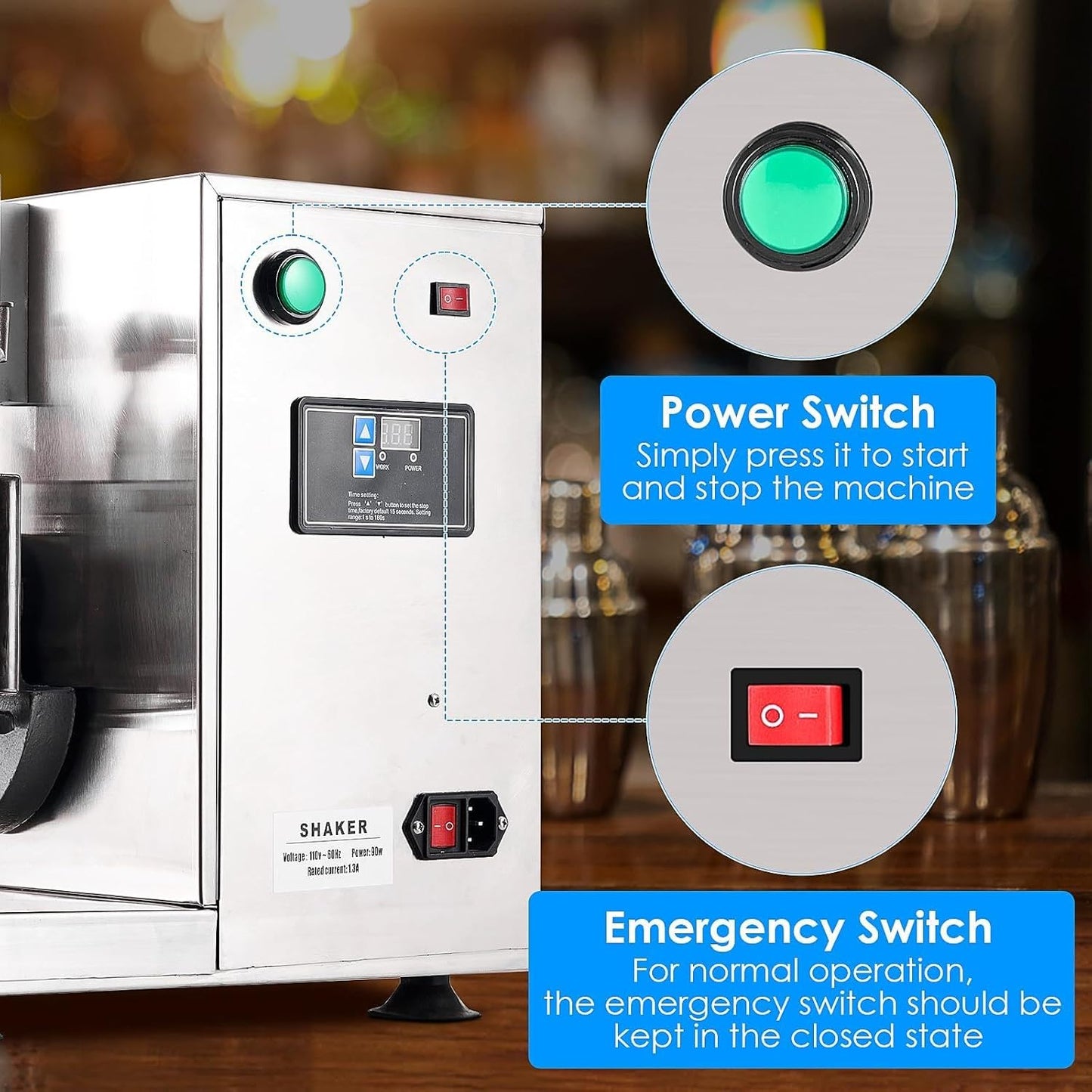 Automatic Electric Milk Tea Shaking Machine, Double Frame, High Efficiency, Intelligent Control, Stainless Steel, 400r/min, 750ml Cups, Wide Application