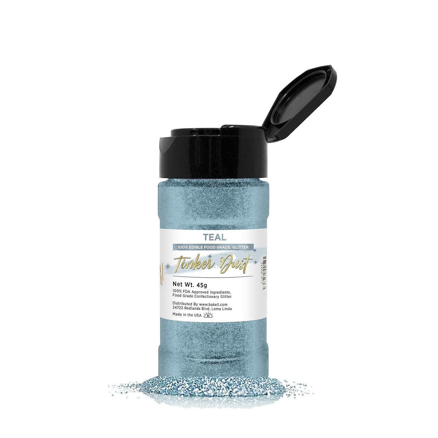 BAKELL Teal Edible Glitter, 45 Grams | TINKER DUST Edible Glitter | KOSHER Certified | 100% Edible G