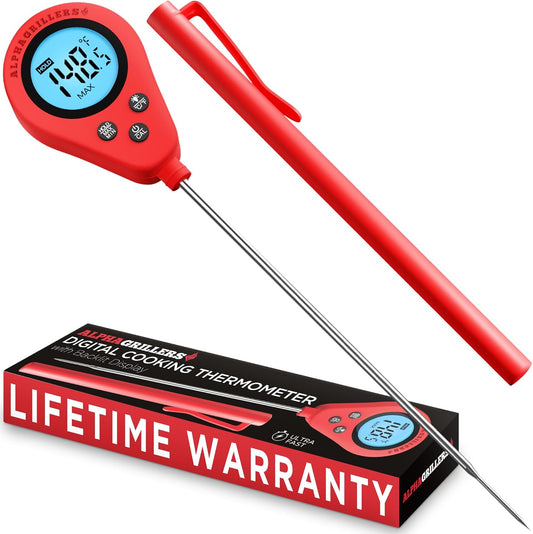 Alpha Grillers Instant Read Meat Thermometer Digital Food Thermometer for Cooking Grilling Bread Baking Liquids and Air