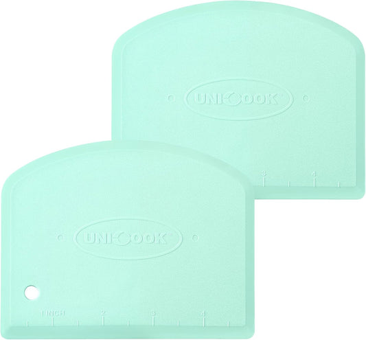 Unicook Dough Scraper Cutter, Flexible Plastic Bench Scraper for Baking Pizza/Pastry/Cake, Multipurpose Baking Tools with
