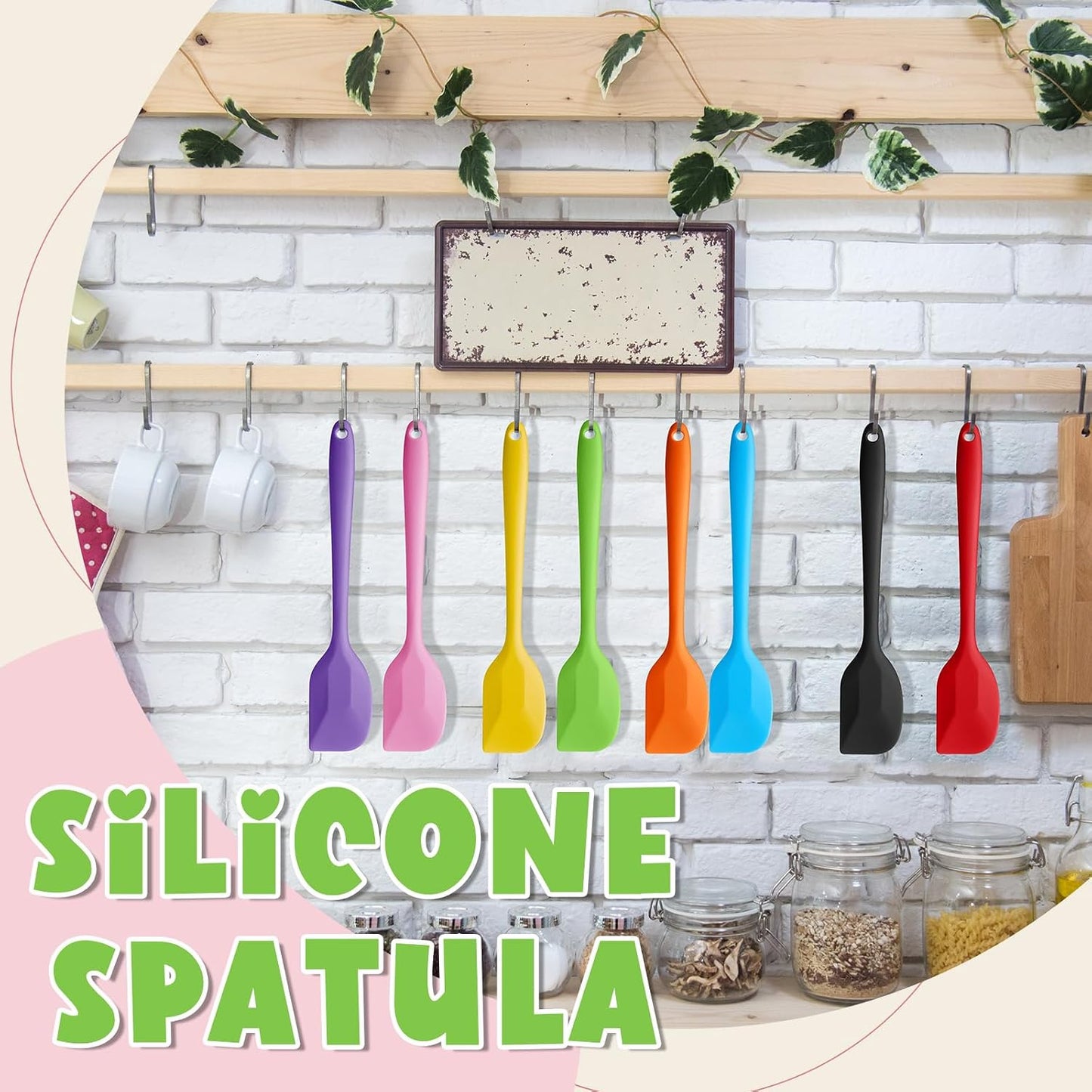 Hsei 54 Pcs Silicone Spatulas Set 9 Colors, Heat Resistant, Kitchen