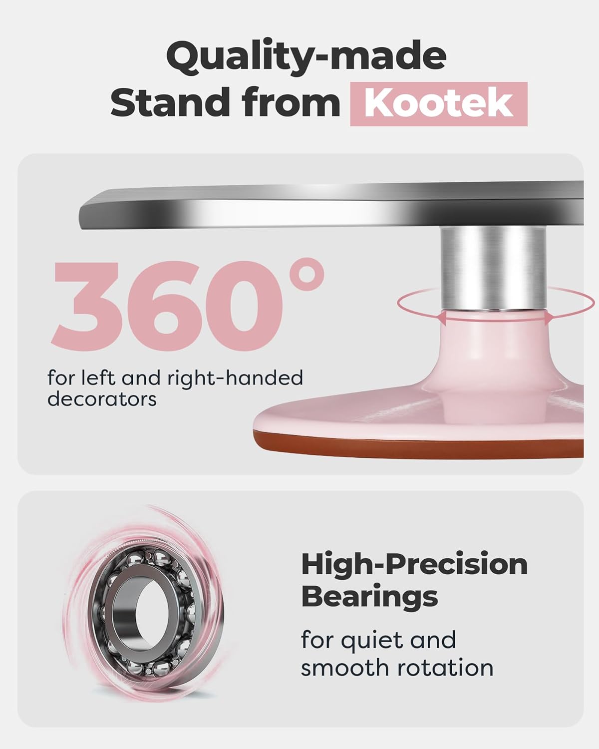 Kootek Aluminium Alloy Revolving Cake Stand 12 Inch Rotating Cake Turntable for Cake, Cupcake Decorating Supplies