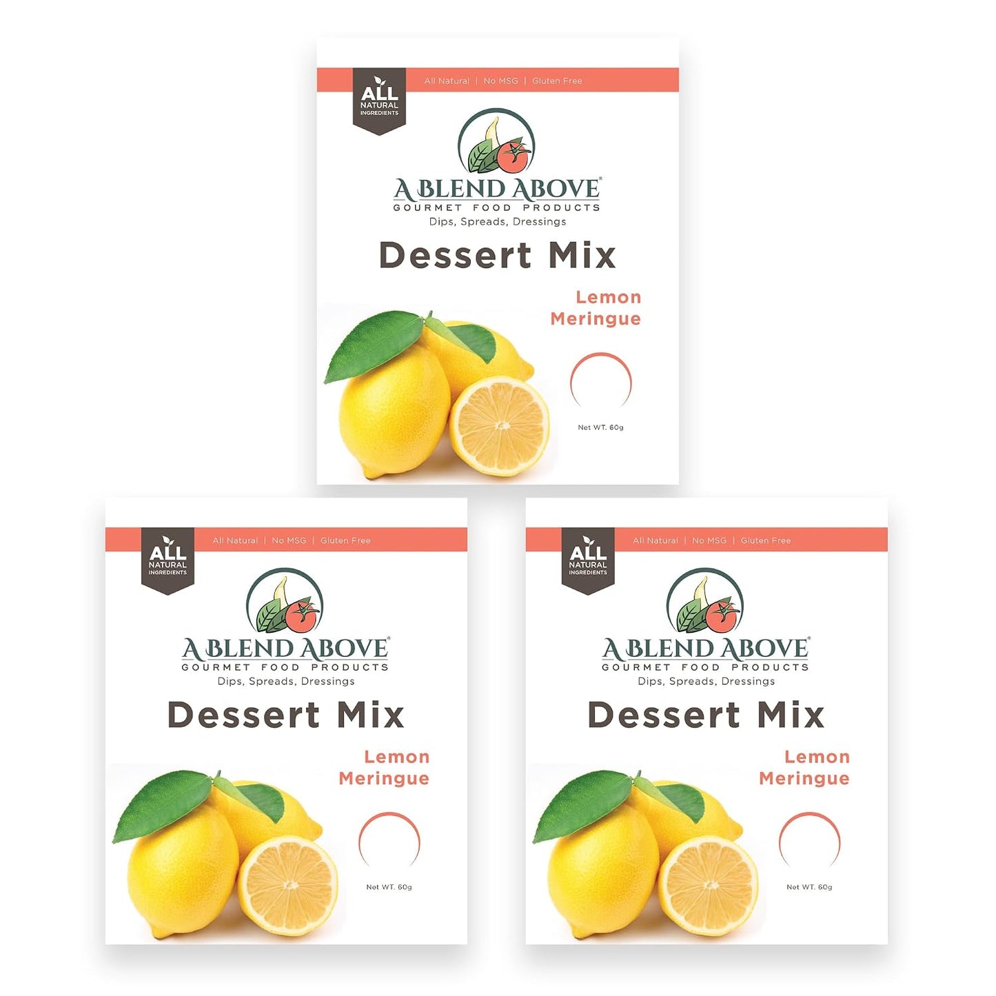 A Blend Above Lemon Meringue Pie Mix - No-Bake Desserts, All Natural, Gluten Free, No MSG - Instant Dessert Mix, Fruit Dip, Bagel Topping, Frosting, Cheesecake Filling - Makes 16 Oz (Pack of 3)