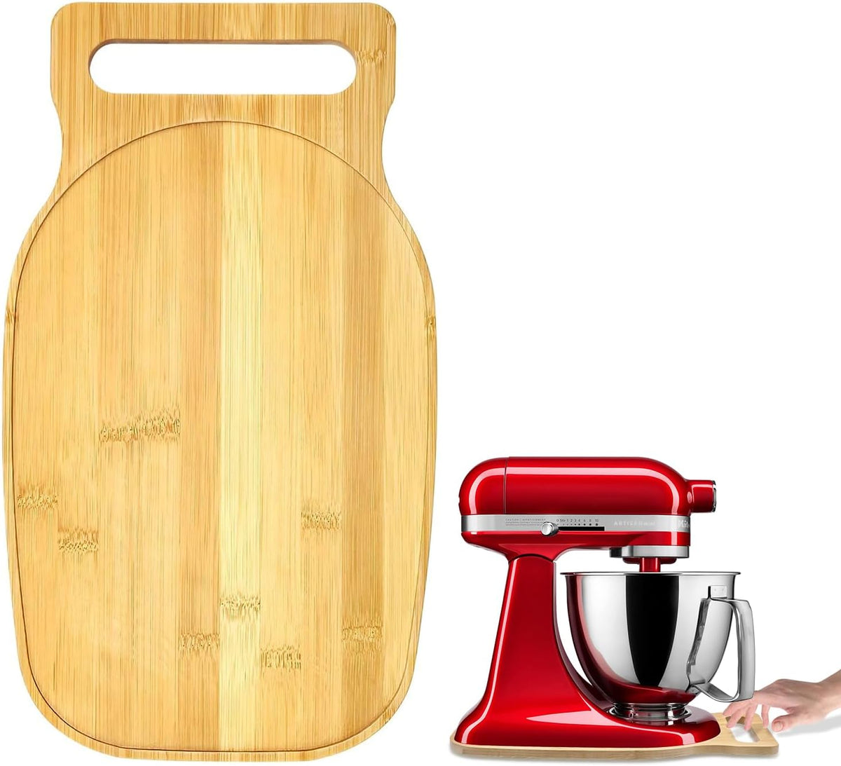 Mixer Slider for KitchenAid 4.5–5 Qt Tilt-Head Stand Mixer, Bamboo Appliance Sliding Tray with Ergonomic Handle, Countertop Slider for Artisan Mixer