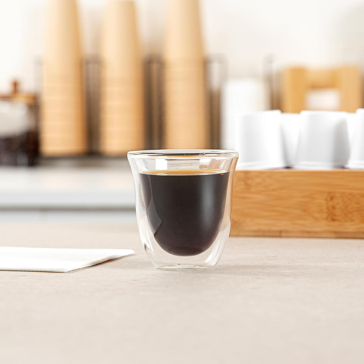 Restaurantware Coffee Cup 12 Pack of 2.72 oz Insulated Double-Wall Glass Borosilicate Coffee Cup Espresso Shot Dishwasher Safe For Hot Drinks